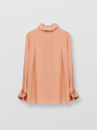 Blouse col brodé en soie - Clay Pink