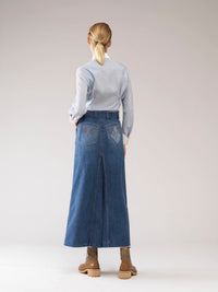 Chemise style utilitaire en soie - Bleu Éternel