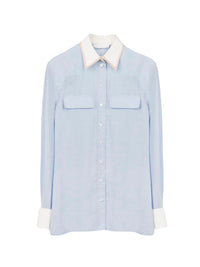 Chemise style utilitaire en soie - Bleu Éternel