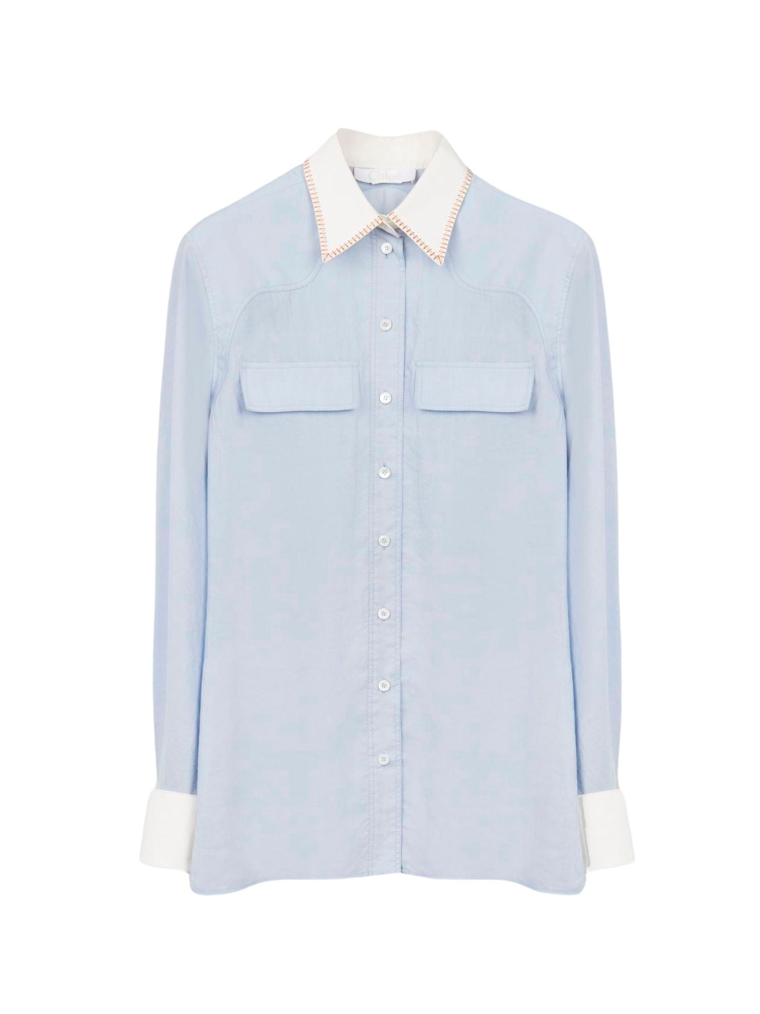 Chemise style utilitaire en soie - Bleu Éternel