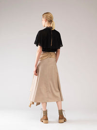Top cape en soie - Noir