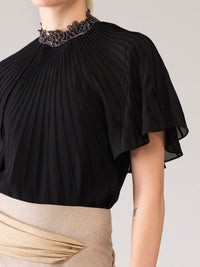 Top cape en soie - Noir