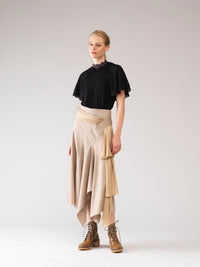 Top cape en soie - Noir