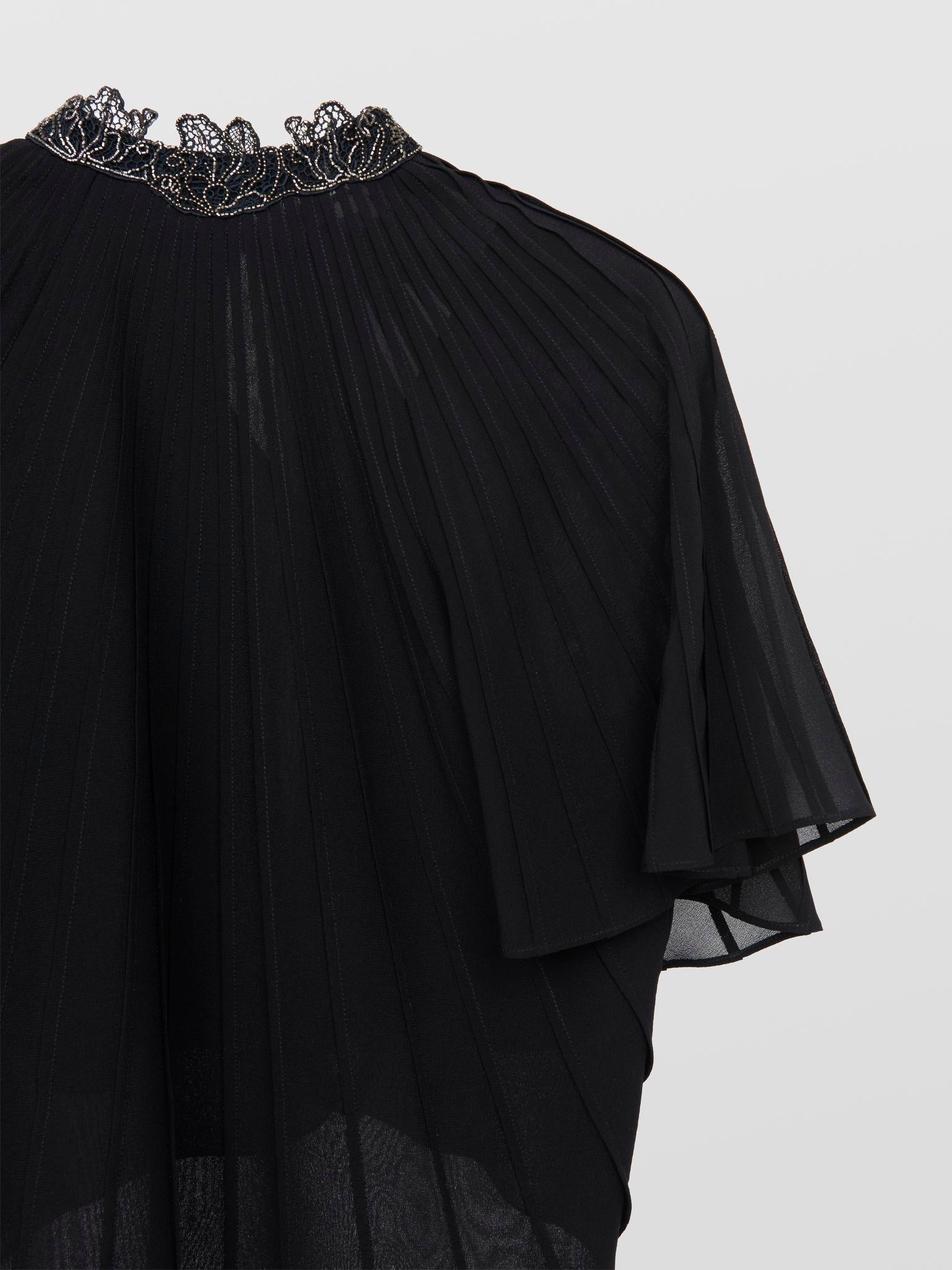 Top cape en soie - Noir