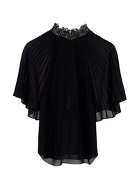 Top cape en soie - Noir