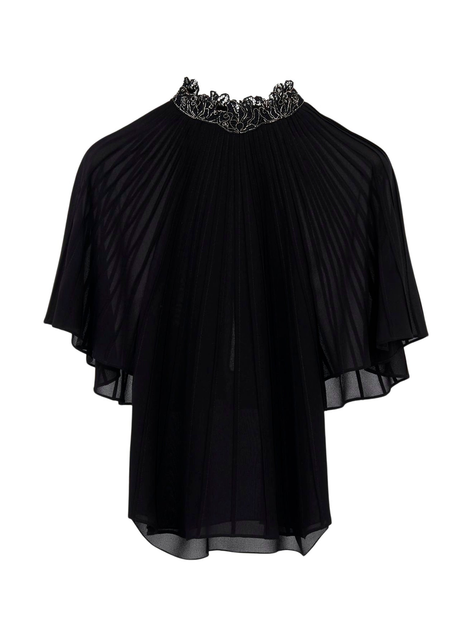 Top cape en soie - Noir
