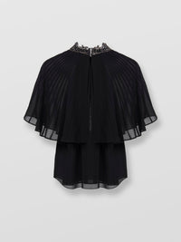 Top cape en soie - Noir