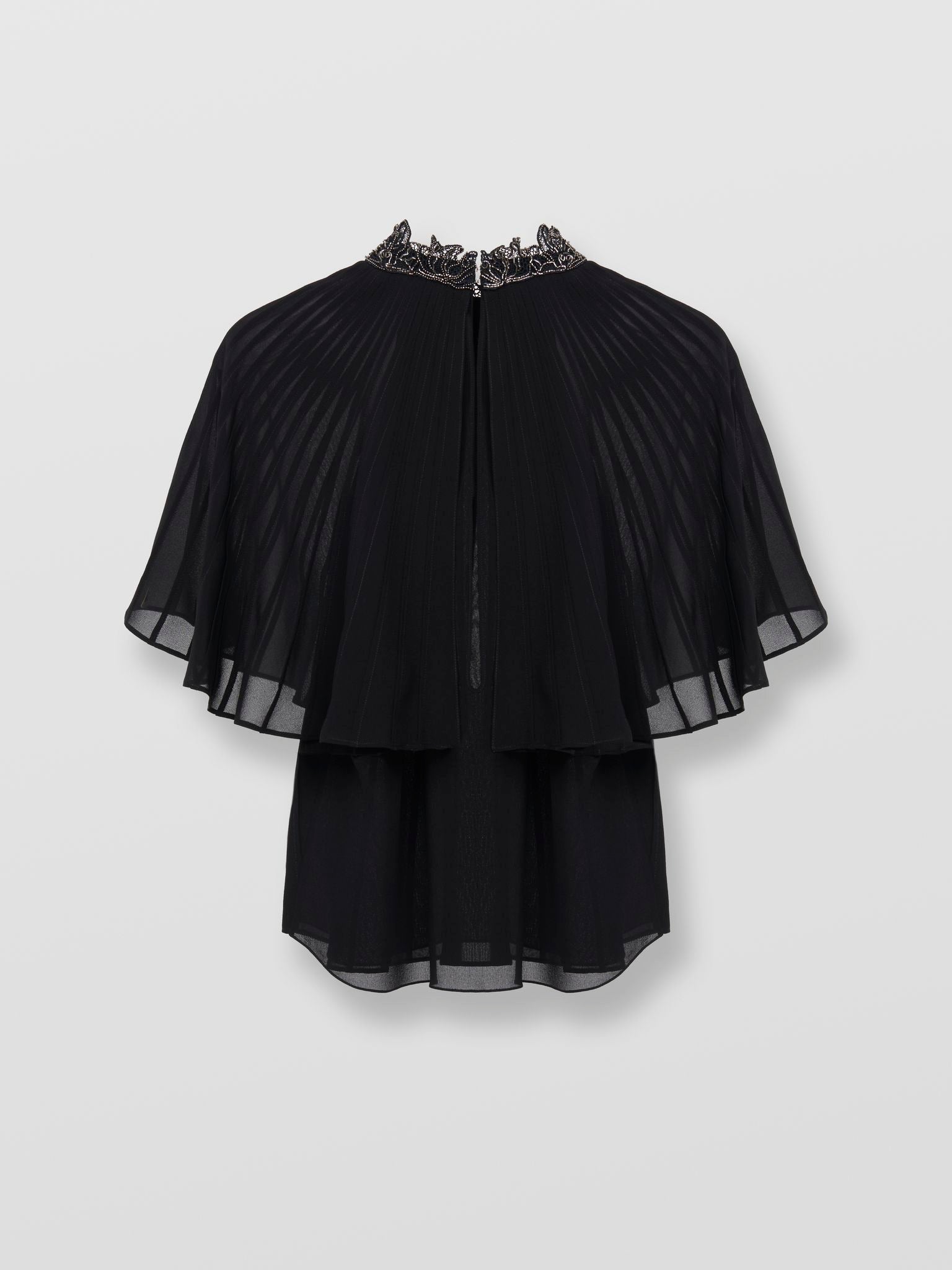 Top cape en soie - Noir