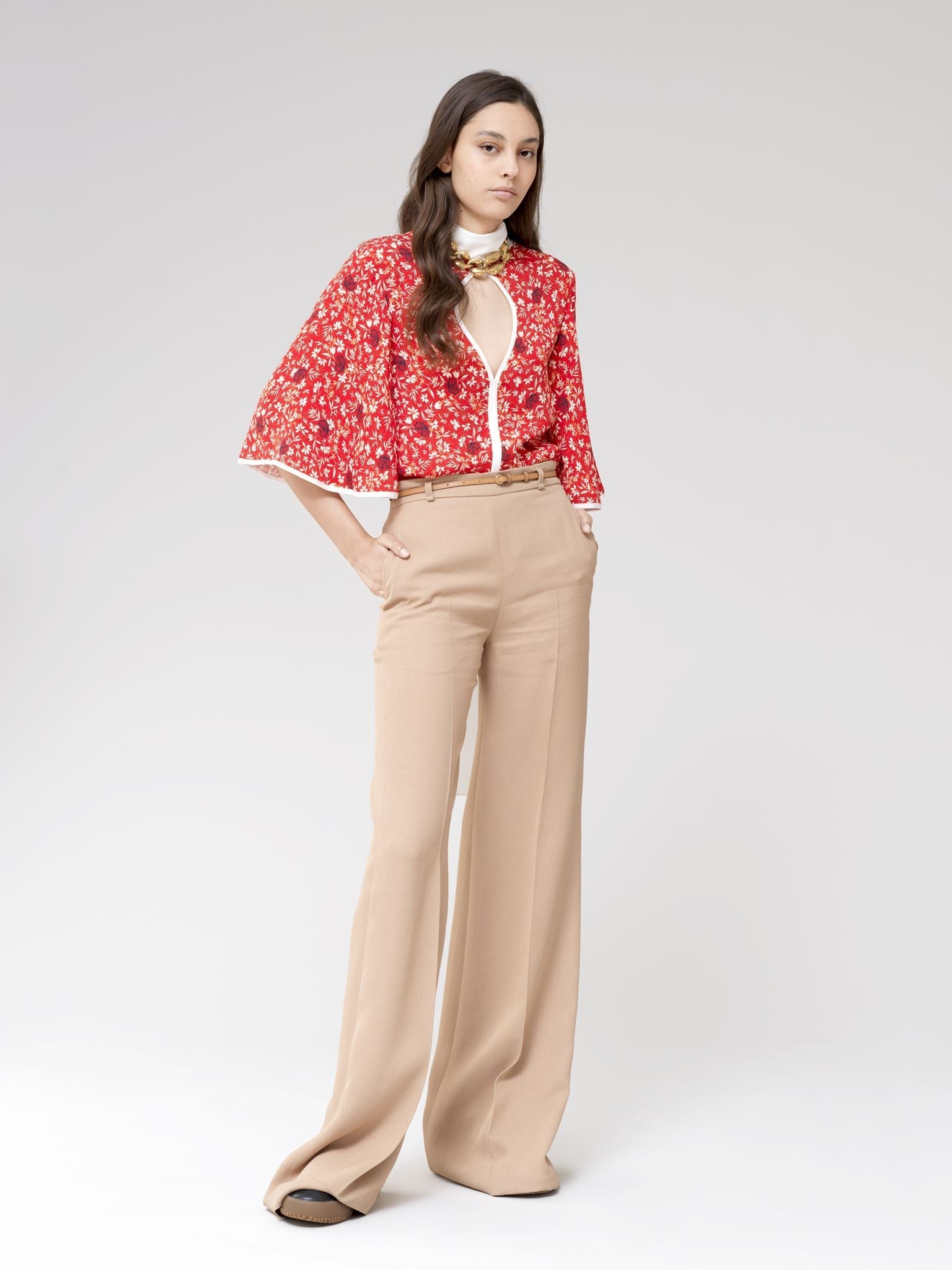 Blouse lavallière - Orange Bouillonnante