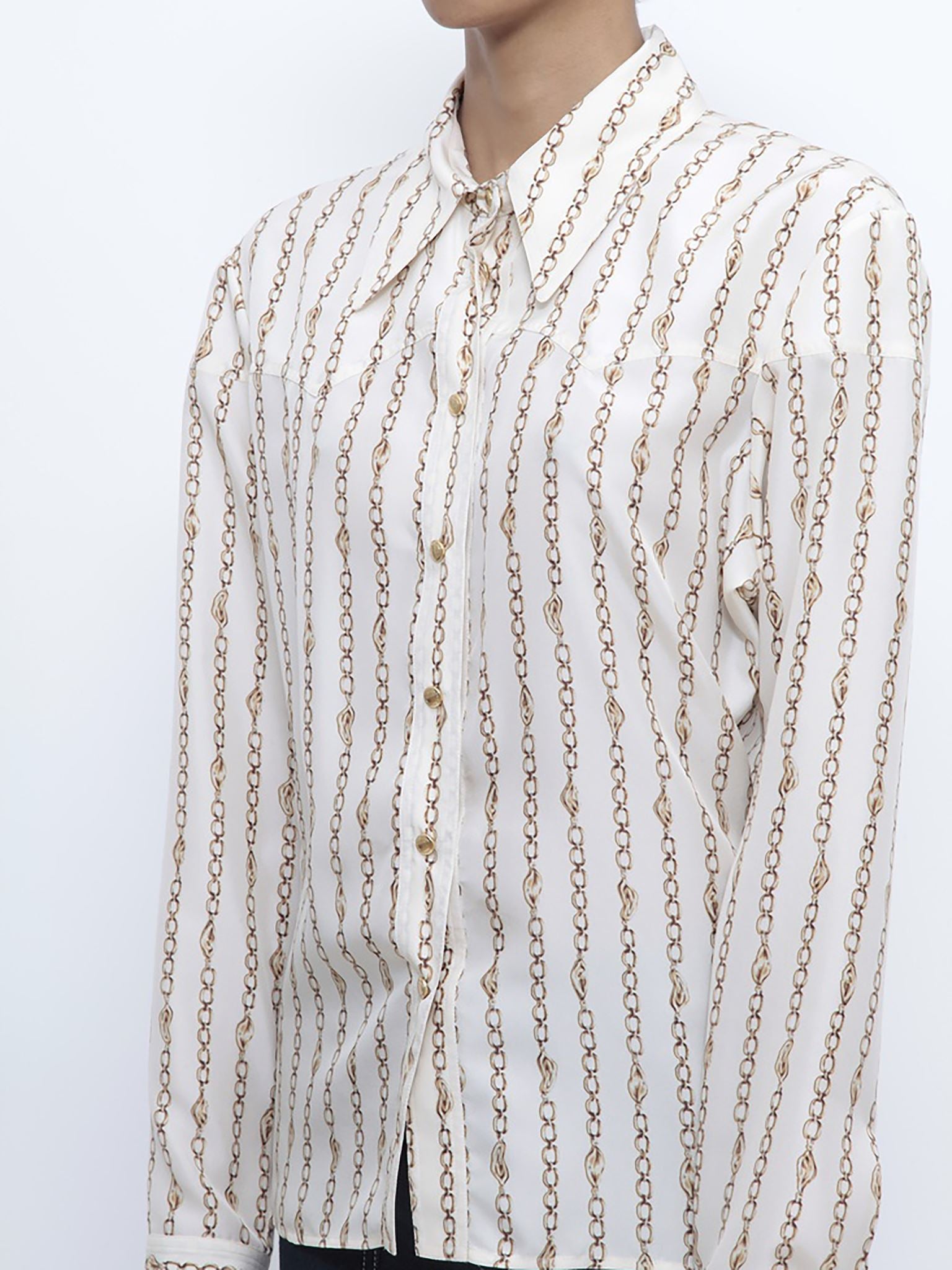Chemise à rayures en soie - Seedpearl Beige