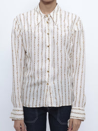Chemise à rayures en soie - Seedpearl Beige