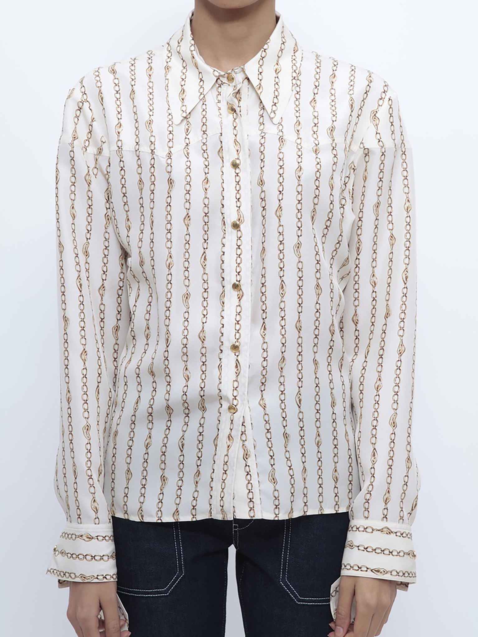 Chemise à rayures en soie - Seedpearl Beige