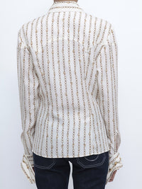 Chemise à rayures en soie - Seedpearl Beige