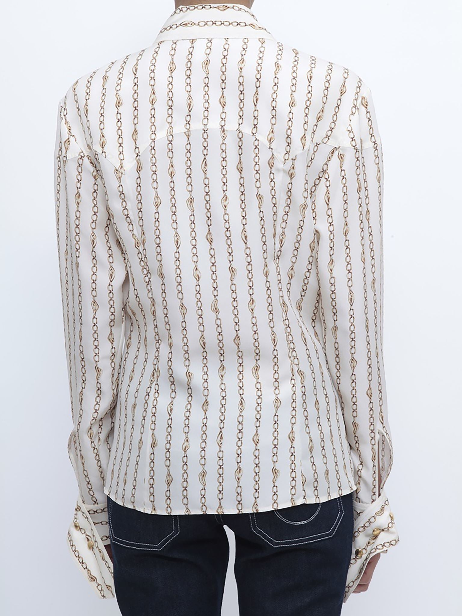 Chemise à rayures en soie - Seedpearl Beige