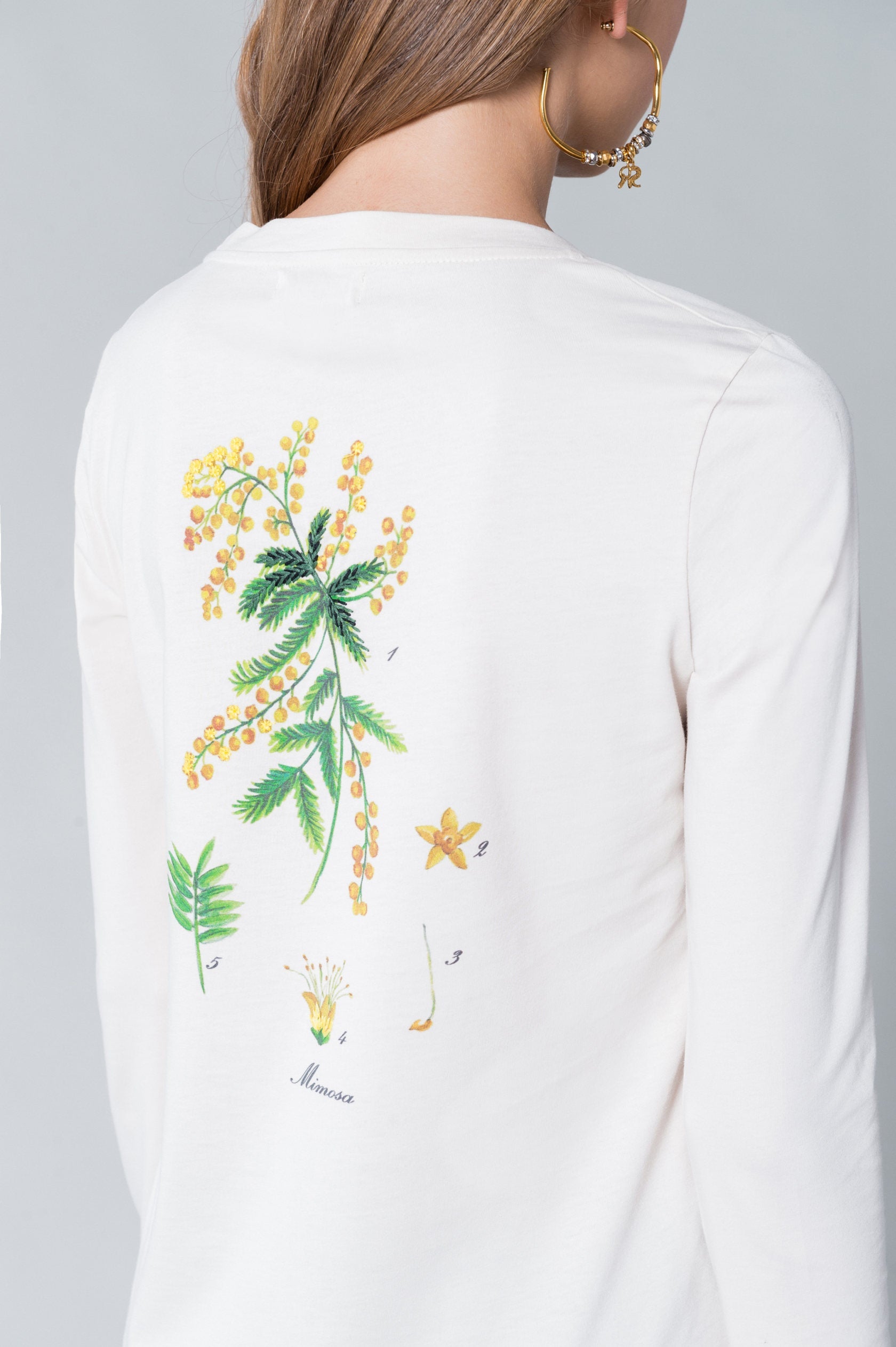 T-shirt à manches longues imprimé au dos - Naturel