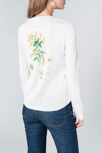 T-shirt à manches longues imprimé au dos - Naturel