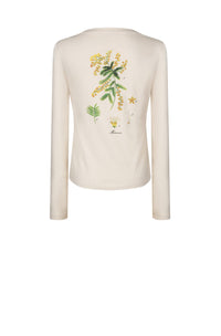 T-shirt à manches longues imprimé au dos - Naturel