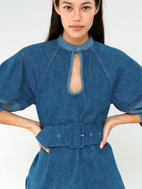 Top tunique en denim léger à découpe - Denim