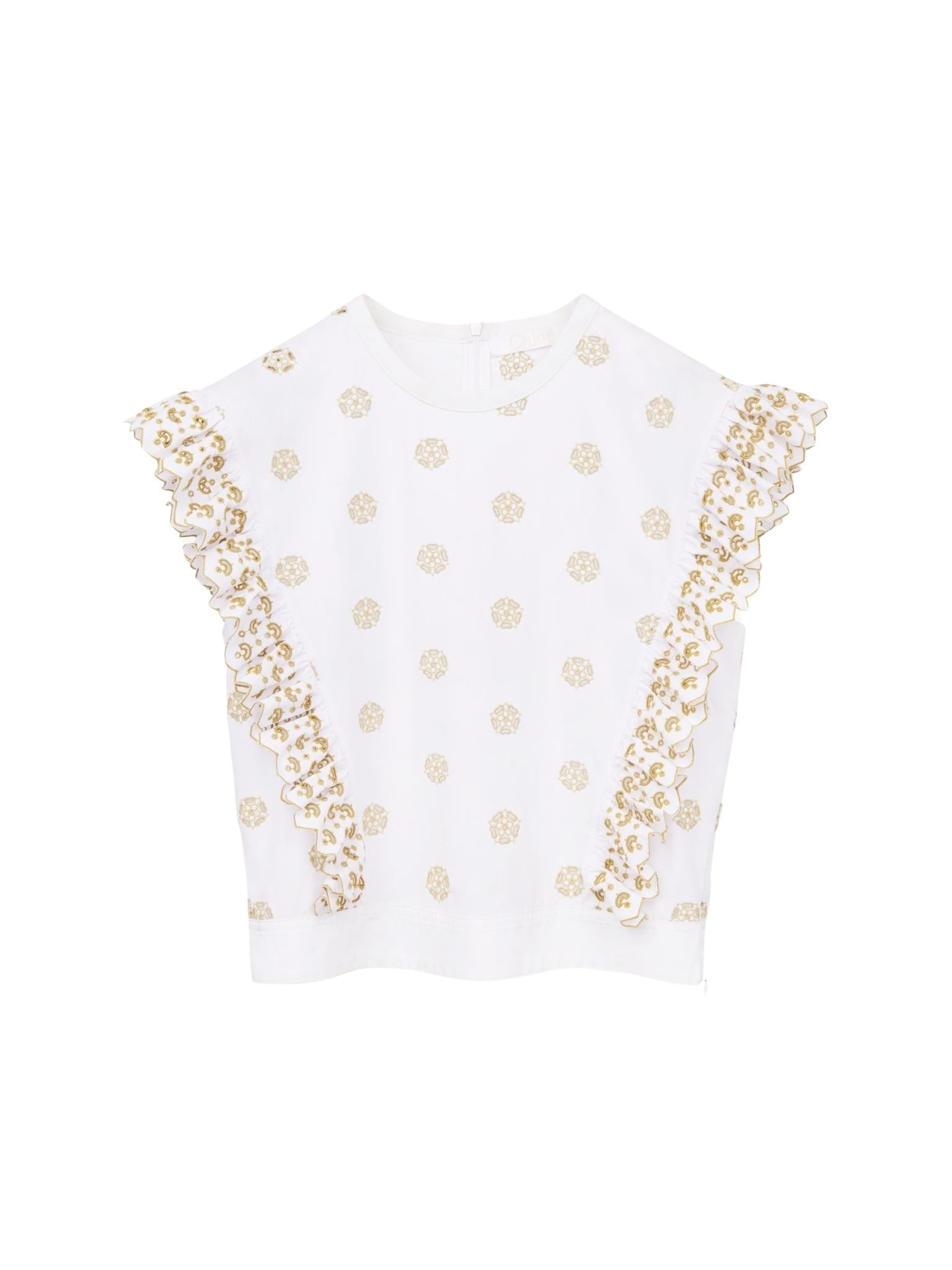 Top à volants - Blanc Beige