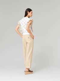 Top à volants - Blanc Beige