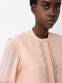 Blouse à col rond en soie - Brun Macadamia