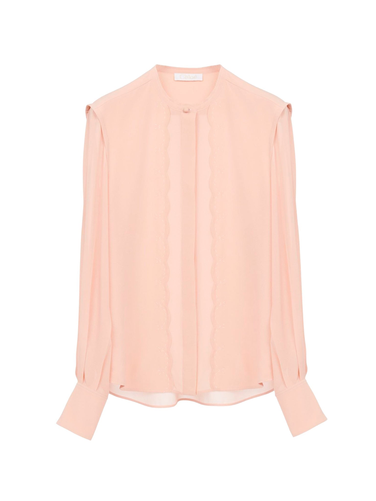 Blouse à col rond en soie - Brun Macadamia
