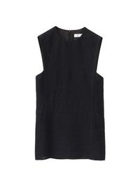 Top long sans manches en lin - Black