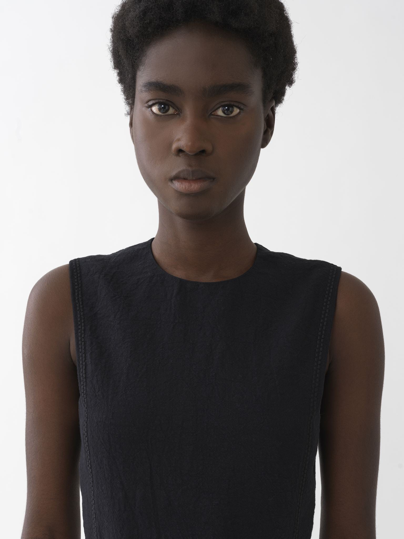 Top long sans manches en lin - Black