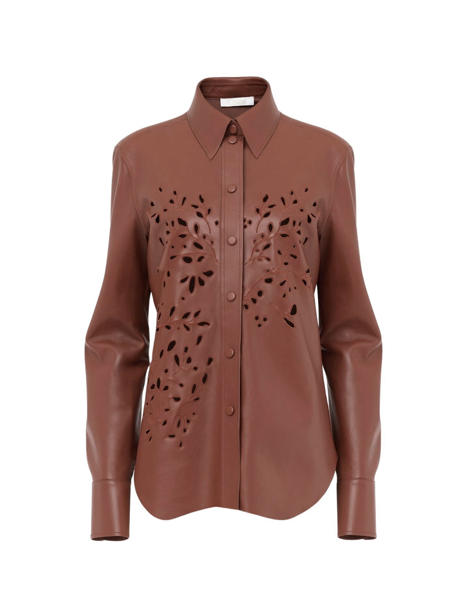 Surchemise en cuir perforé - Brun Intense