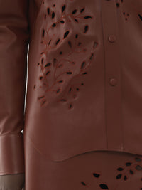 Surchemise en cuir perforé - Brun Intense