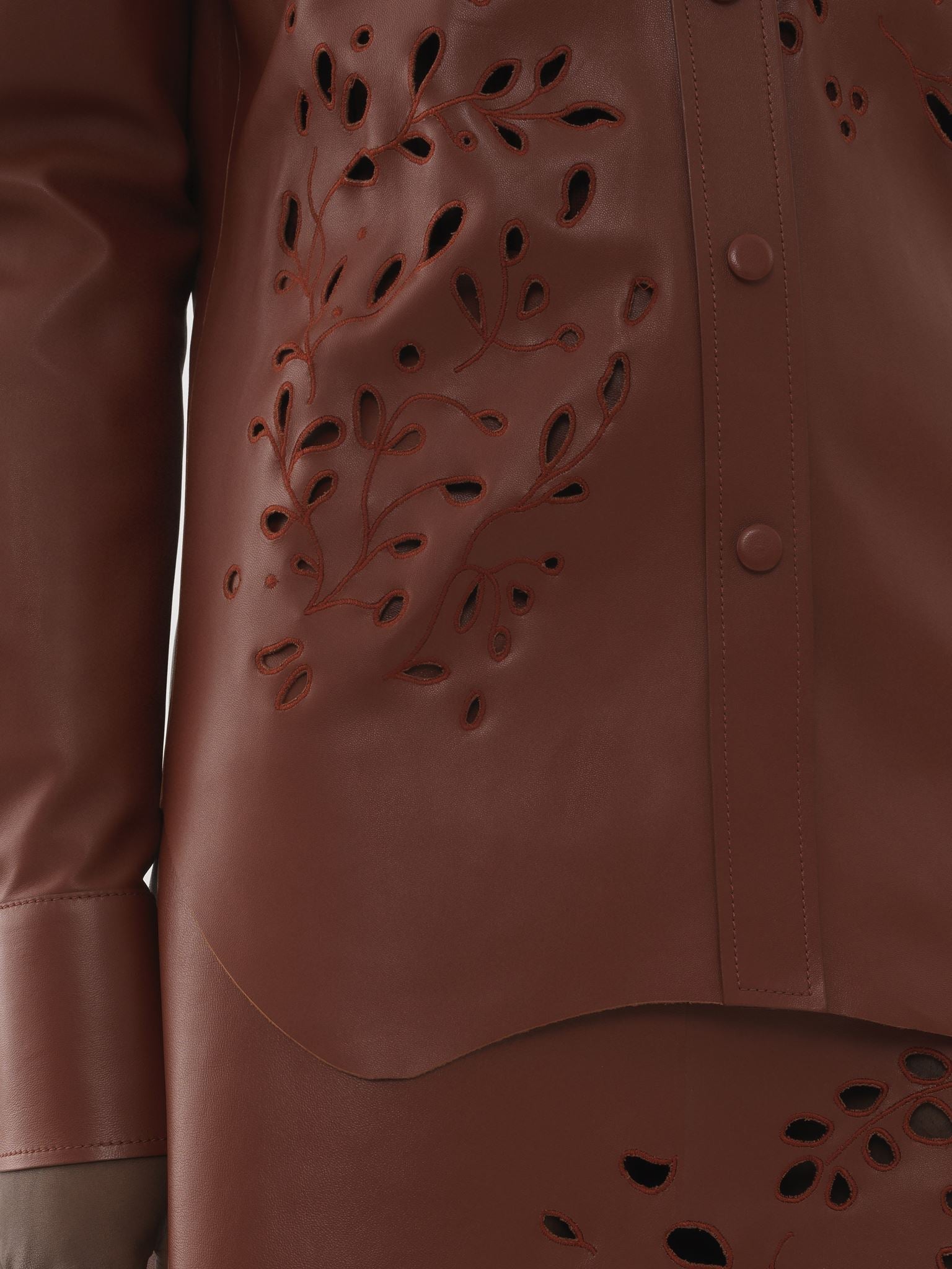Surchemise en cuir perforé - Brun Intense
