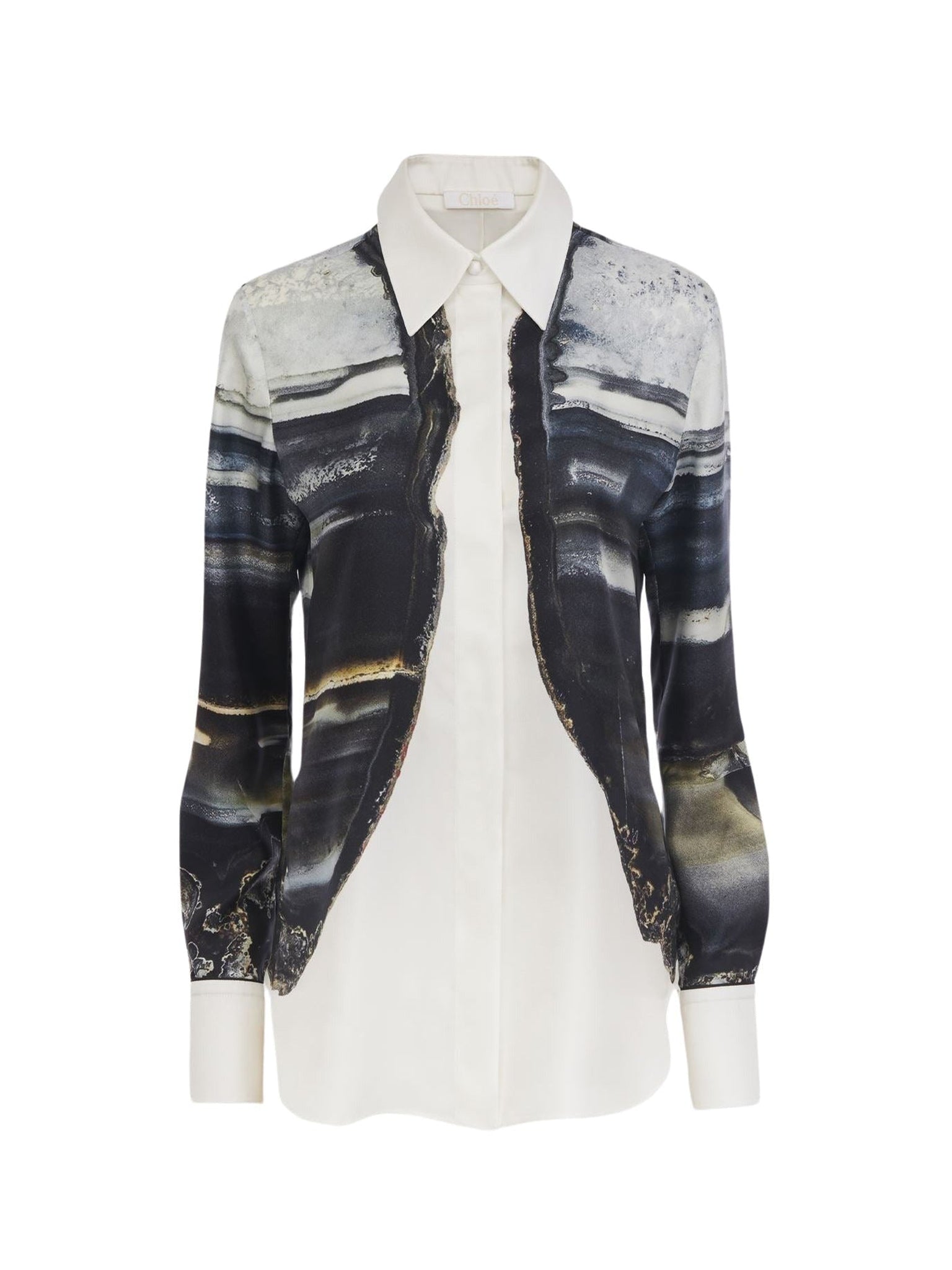 Chemise imprimée fendu en soie - Multicolor