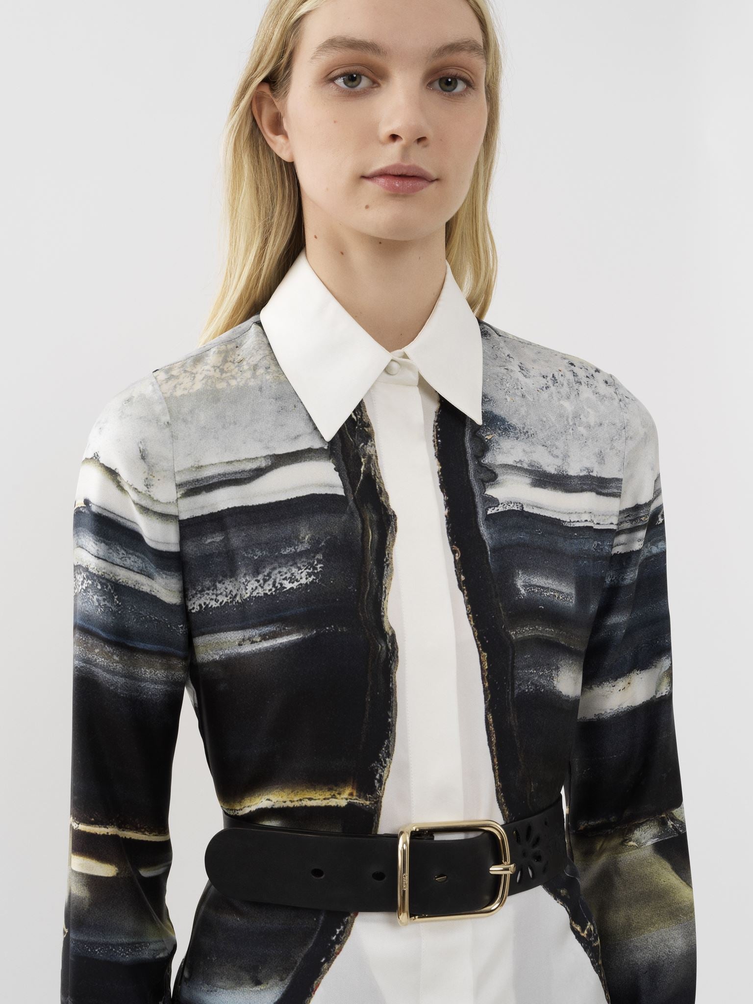 Chemise imprimée fendu en soie - Multicolor