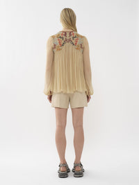 Blouse froncée en soie - Secret Brown