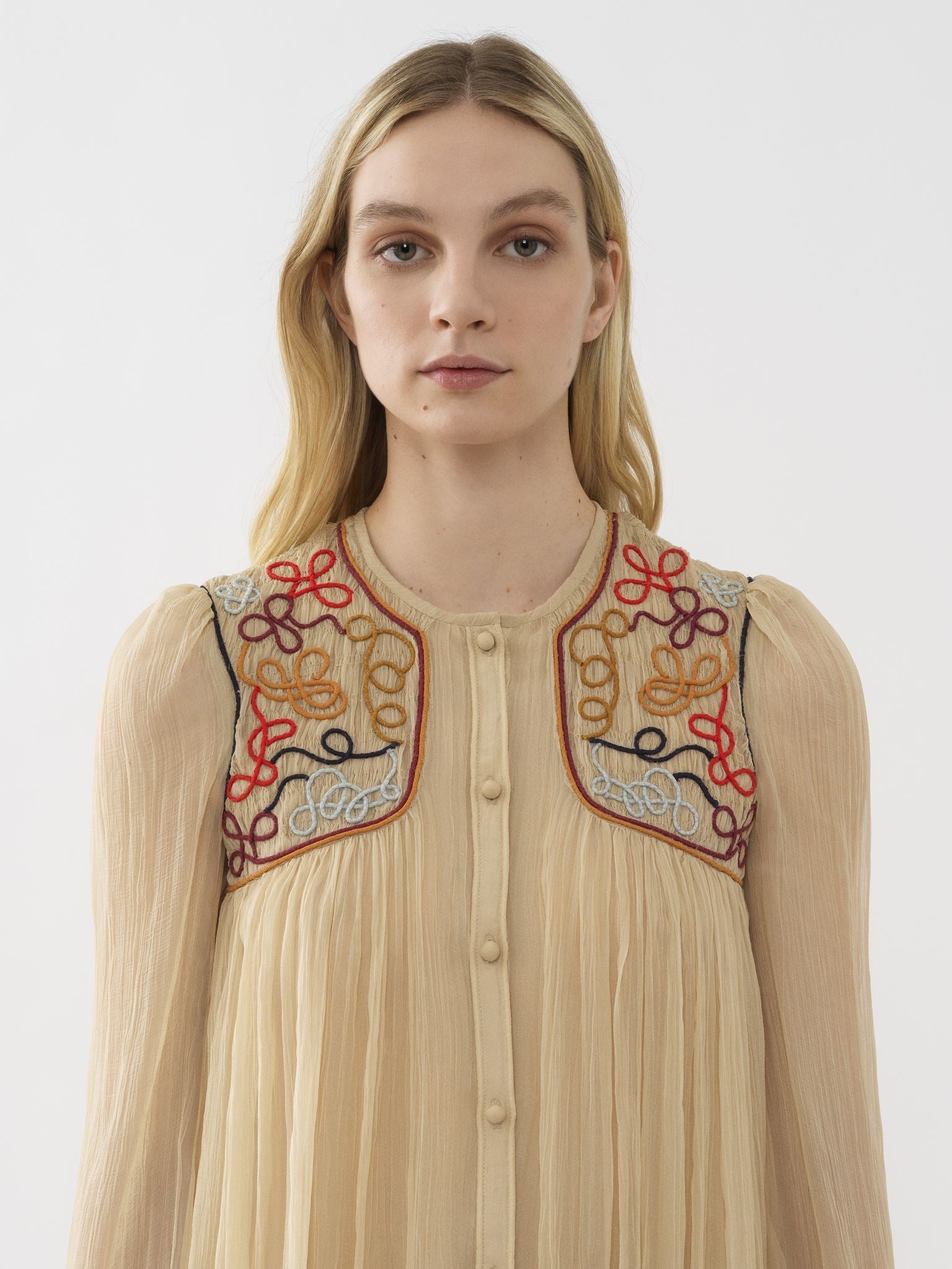 Blouse froncée en soie - Secret Brown