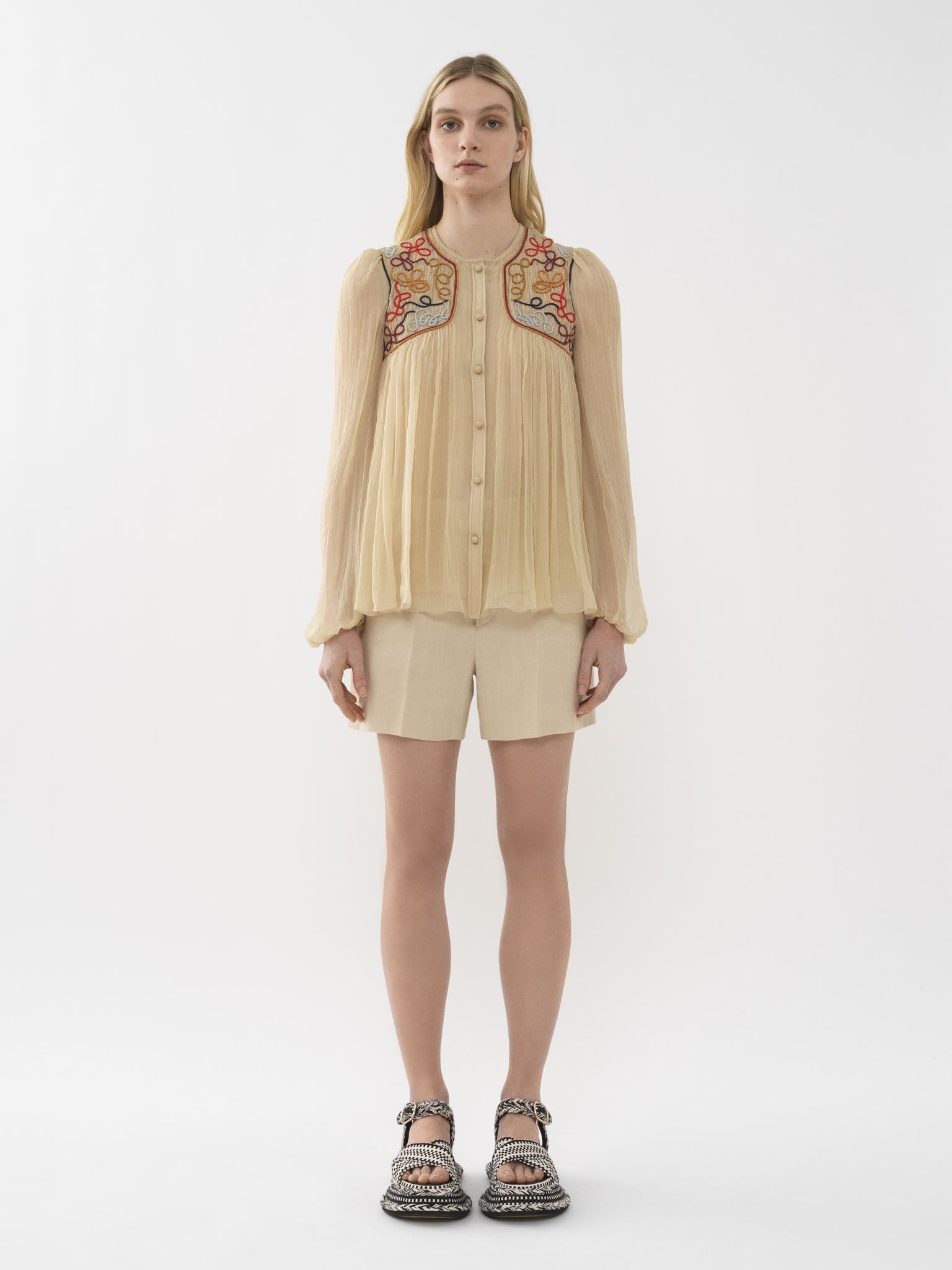 Blouse froncée en soie - Secret Brown