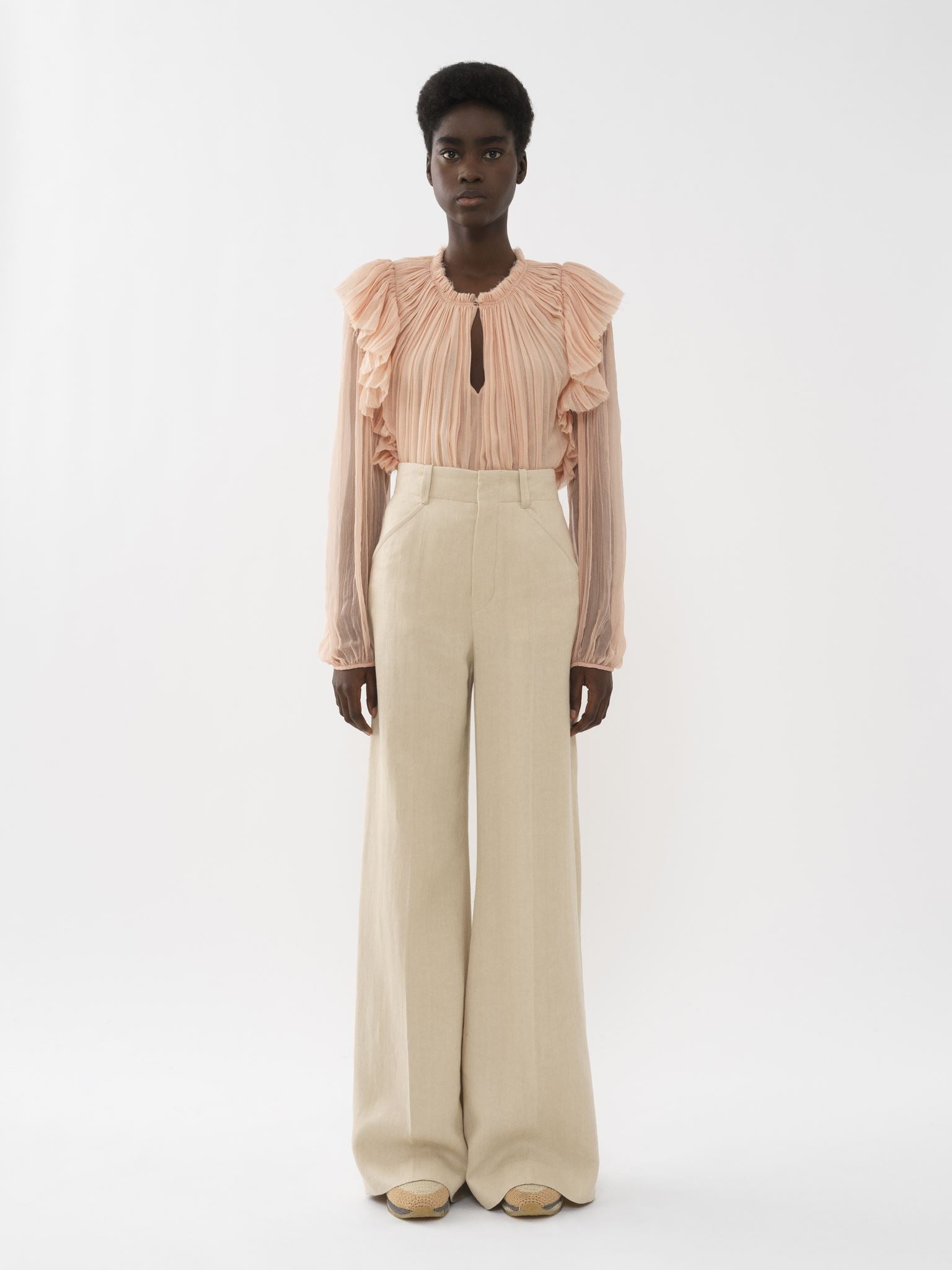 Blouse plissée en laine - Maple Pink