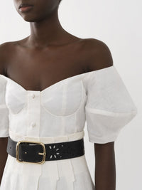 Top corset épaules nues en lin - Iconic Milk