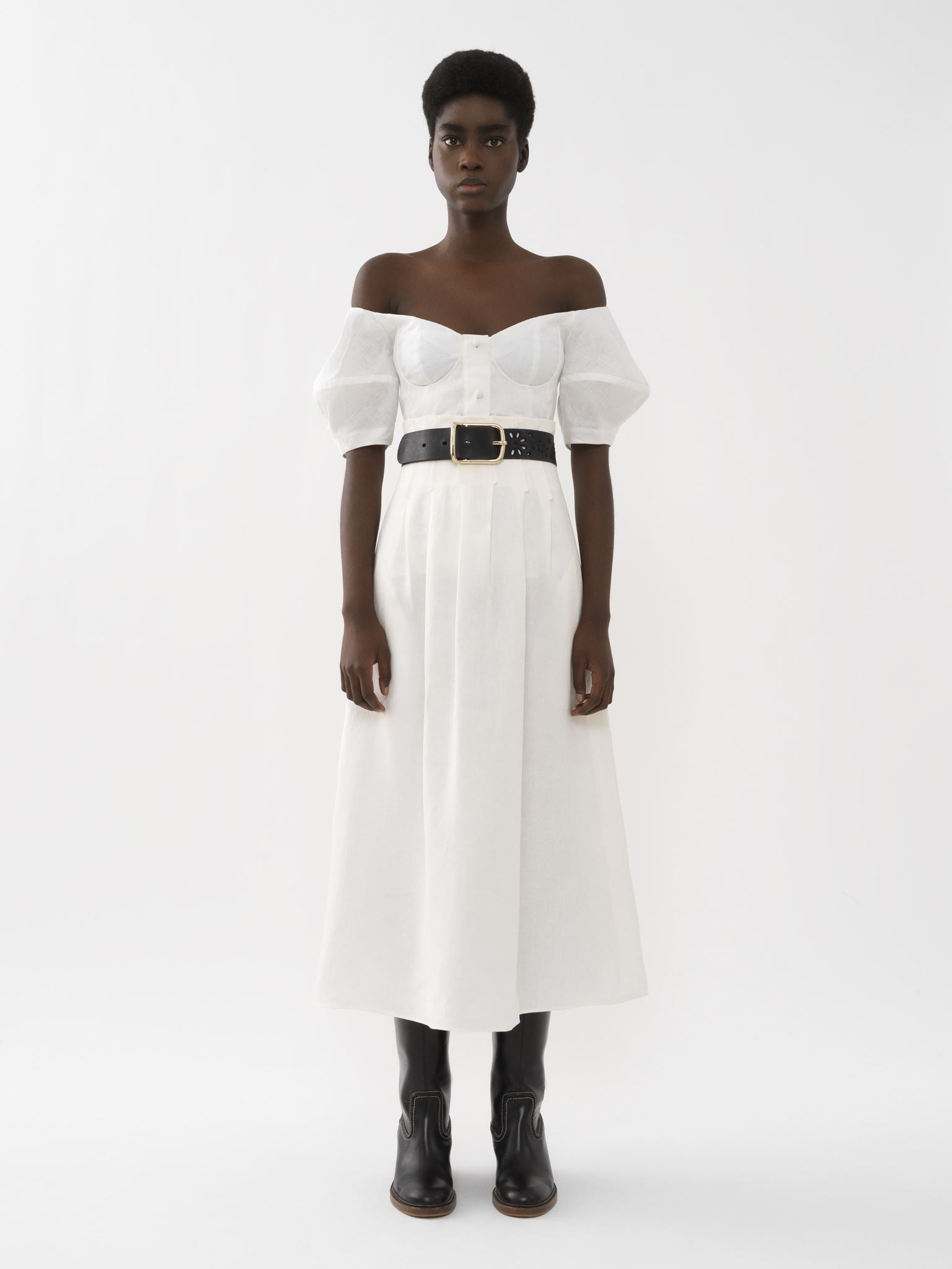 Top corset épaules nues en lin - Iconic Milk