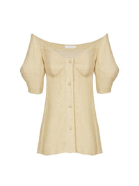 Top corset épaules nues en lin - Secret Brown