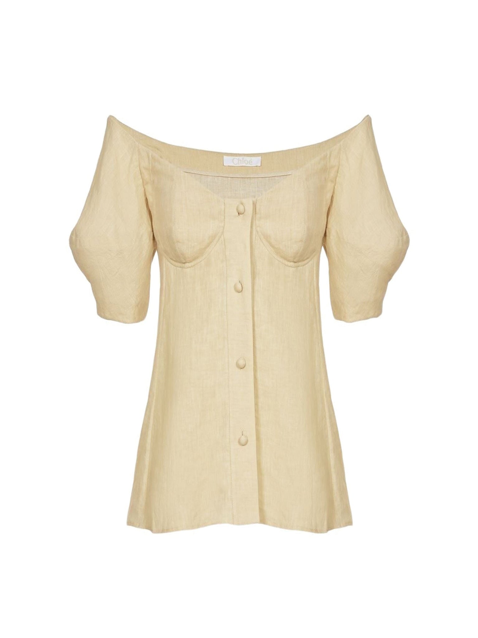 Top corset épaules nues en lin - Secret Brown