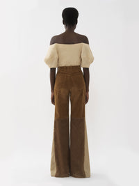 Top corset épaules nues en lin - Secret Brown