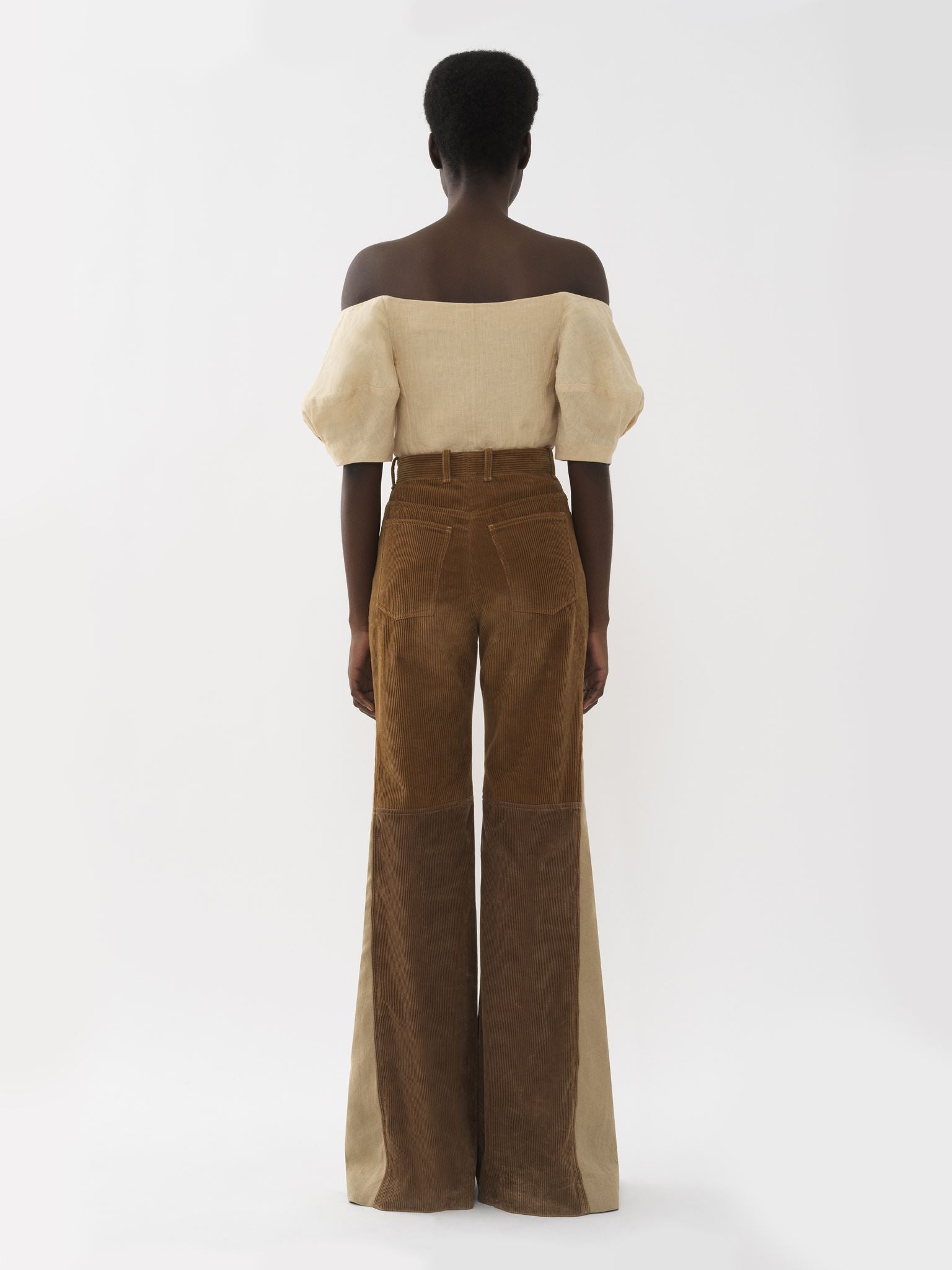 Top corset épaules nues en lin - Secret Brown