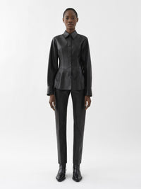 Chemise corset en cuir - Noir