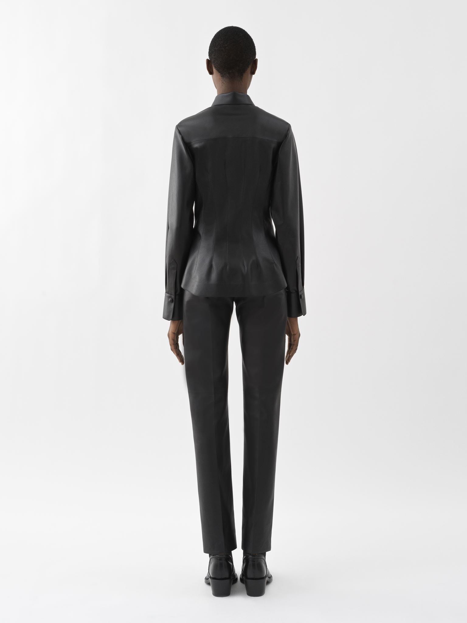 Chemise corset en cuir - Noir