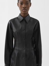 Chemise corset en cuir - Noir