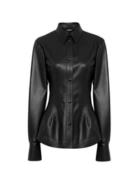 Chemise corset en cuir - Noir