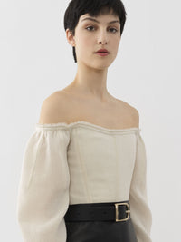 Top corset épaules nues en laine - Iconic Milk
