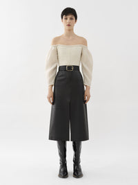Top corset épaules nues en laine - Iconic Milk