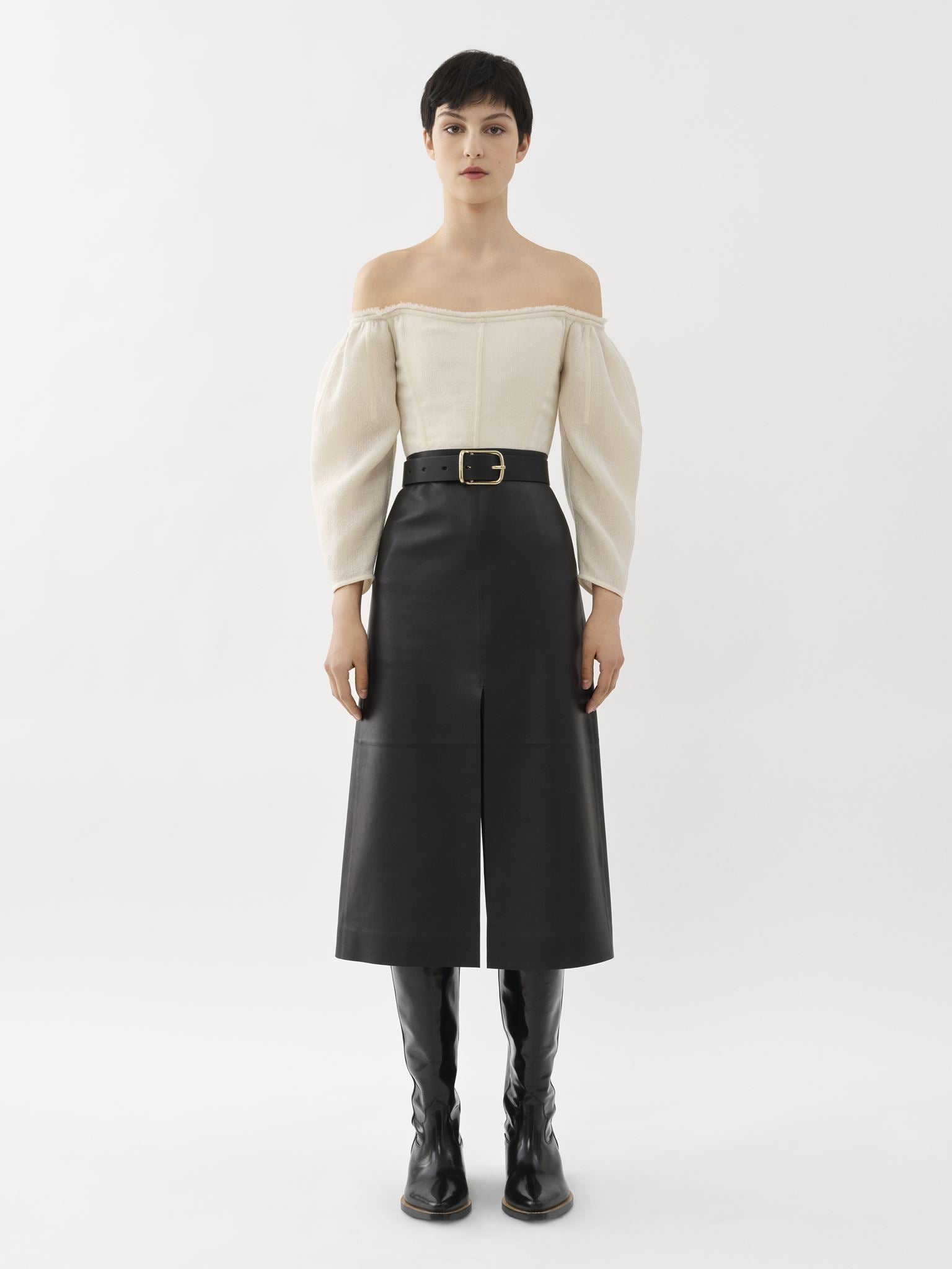 Top corset épaules nues en laine - Iconic Milk